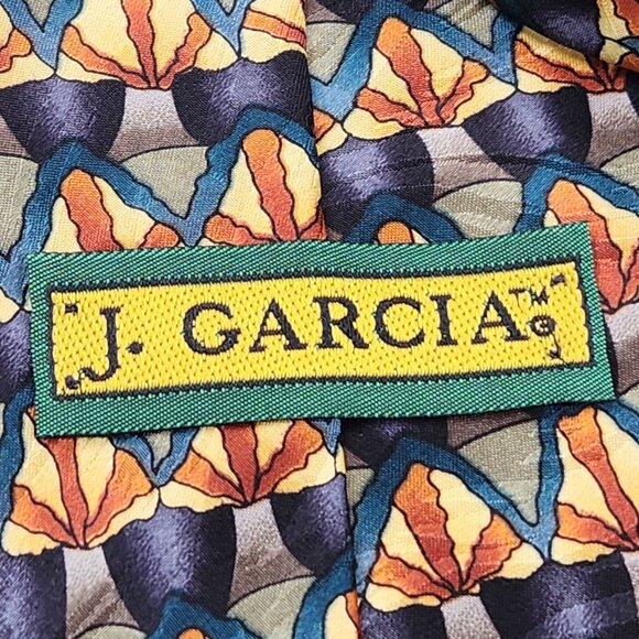 Jerry Garcia Tie 100% Silk Mushroom Design Dead Head USA - Picture 2 of 8